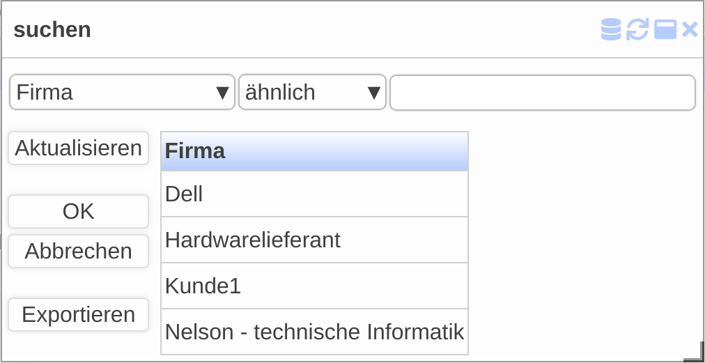 Tabellenauswahl im Open Source ERP