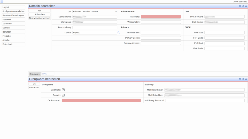 Bildschirmaufteilung im Open Source SBS